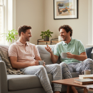 relax on sofa wearing polo pyjama