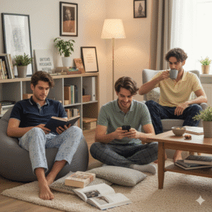 relax with friends wearing polo pyjama